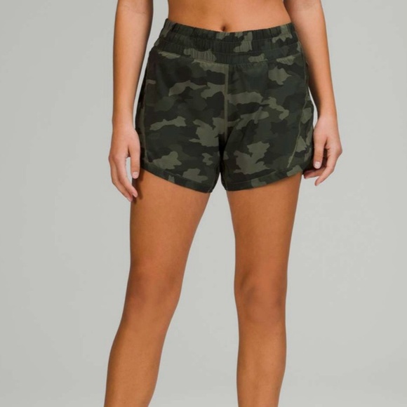 Lululemon Track That Mid-Rise Lined Short 5" Heritage Camo Medium Olive Multi - Picture 1 of 6